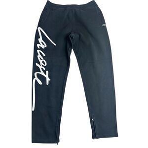 Lacoste LIVE Joggers‎ Unisex Size L Black Sweatpants Logo Script Streetwear